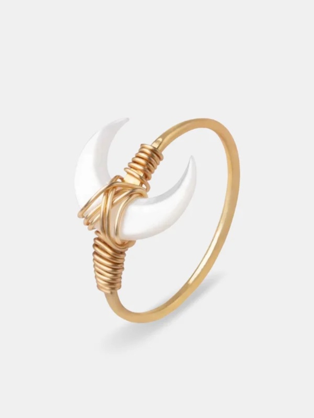 5/$25 Golden Wire Wrapped Moon Crescent Ring - Adjustable
